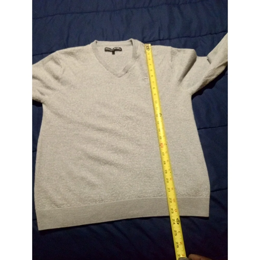 Travis Mathew Sweater Mens 2XL Gray V‎ Neck  Golf Merino Wool Blend